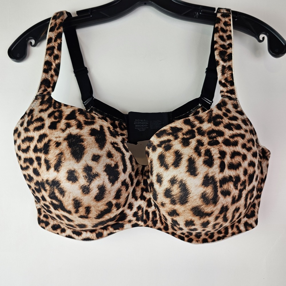 Soma Stunning Support Smooth Balconette Underwire Lined Animal Print‎ Bra 38DDD